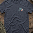 Travel Club T-Shirt in Heather Navy, front view.