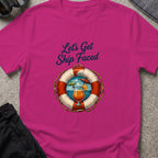 Let's Get Ship Faced T-Shirt — Ocean View in Antique Heliconia, front view.