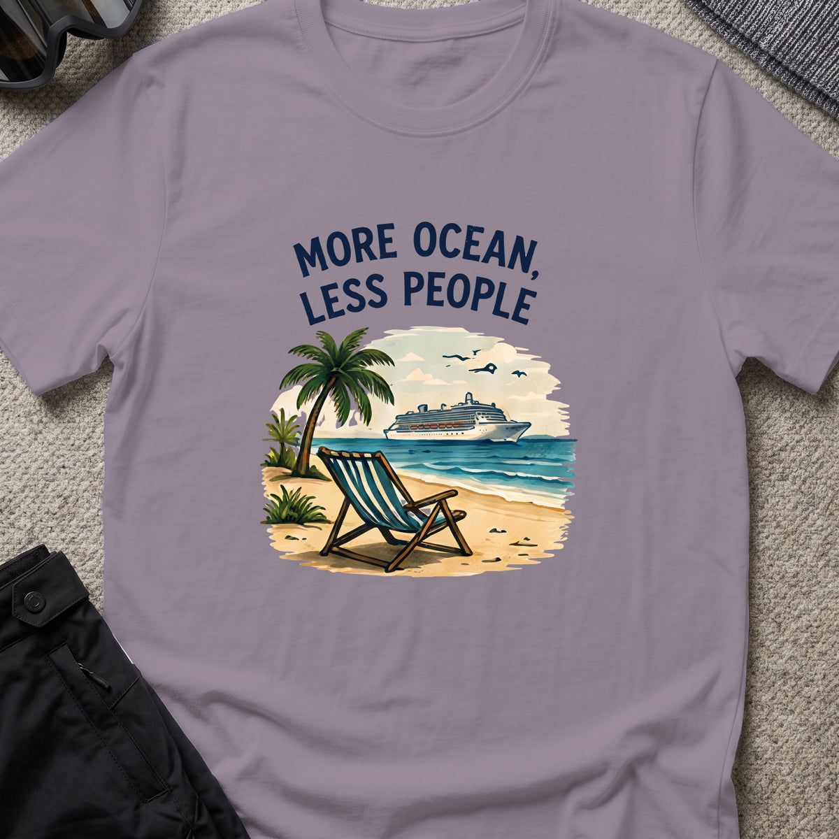More Ocean Less People T-Shirt in Paragon, front view.