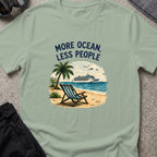 More Ocean Less People T-Shirt in Sage, front view.