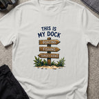 This Is My Dock T-Shirt — Signpost in Ice Grey, front view.