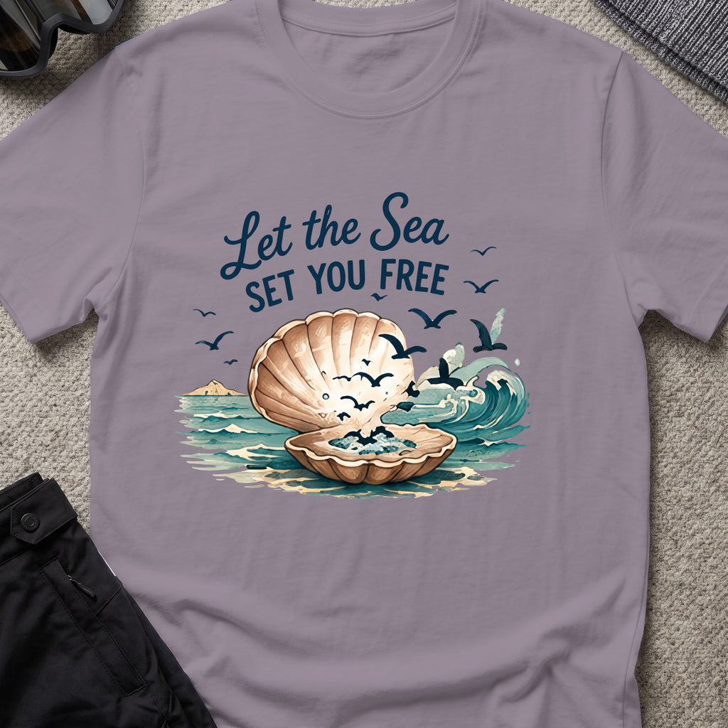 Let the Sea Set You Free T-Shirt in Paragon, front view.