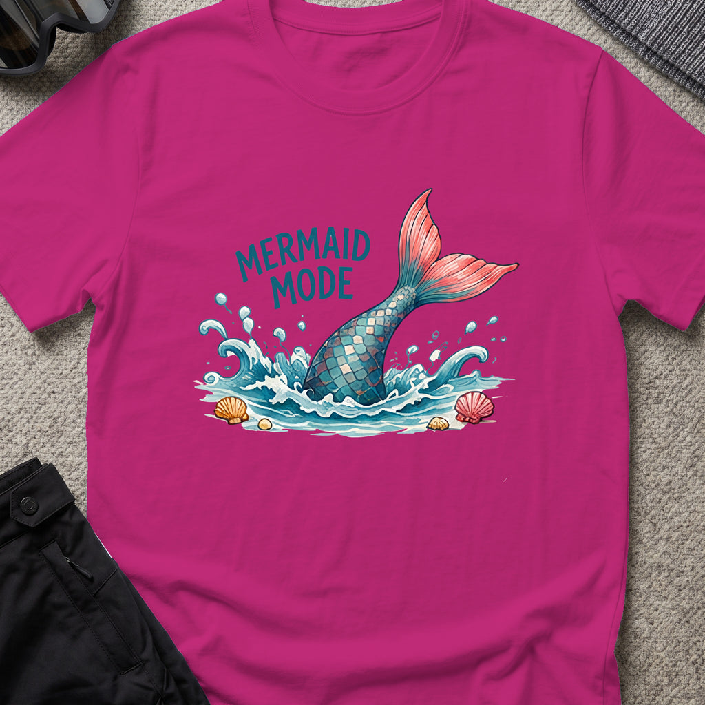 Mermaid Mode T-Shirt in Antique Heliconia, front view.