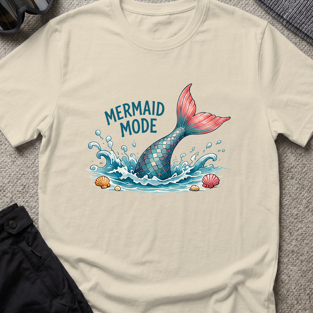Mermaid Mode T-Shirt in Sand, front view.