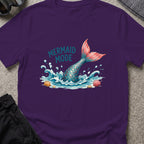 Mermaid Mode T-Shirt in Purple, front view.