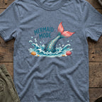 Mermaid Mode T-Shirt in Heather Indigo, front view.