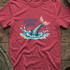 Mermaid Mode T-Shirt in Heather Cardinal, front view.