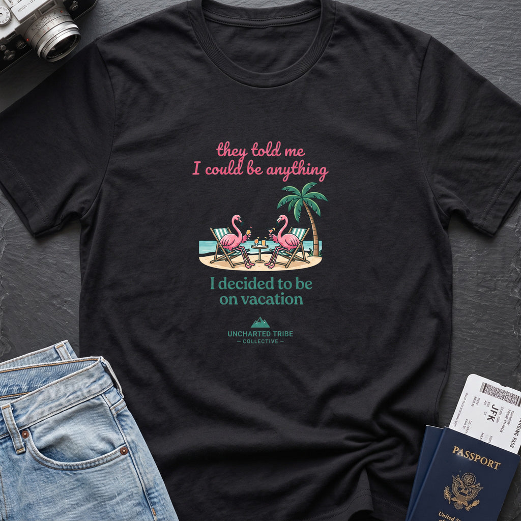 I Can Be Anything T-Shirt in Black, front view.