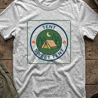 Tent Sweet Tent T-Shirt in Sport Grey, front view.