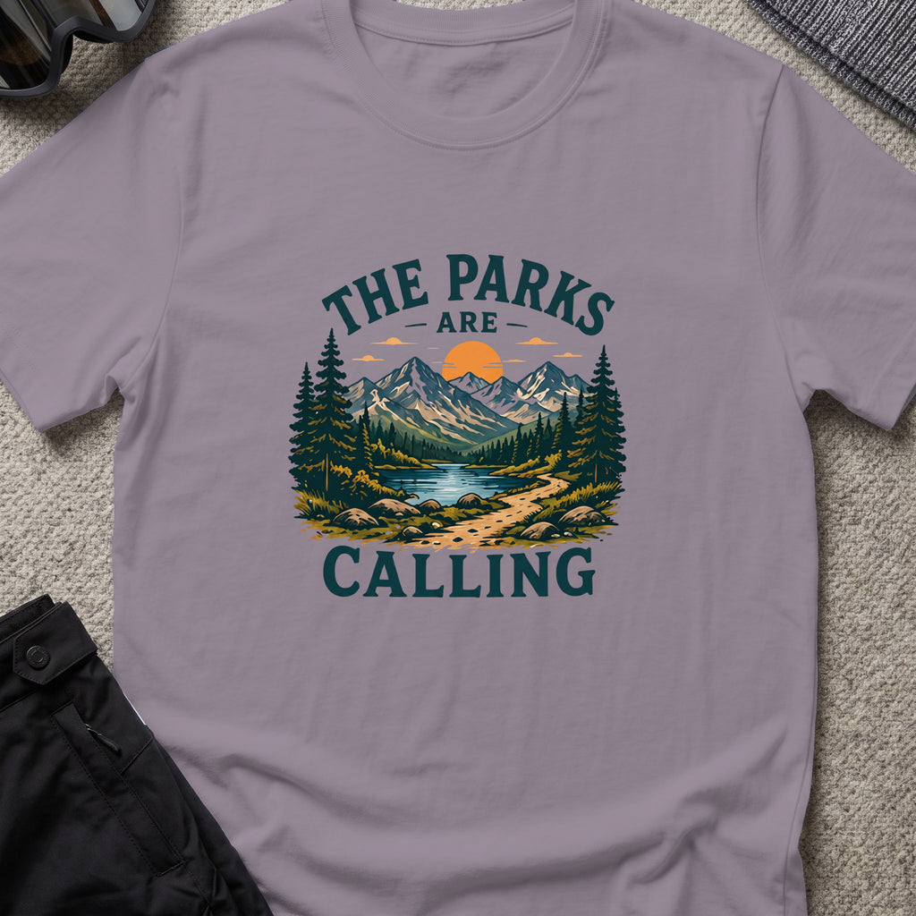 The Parks are Calling T-Shirt in Paragon, front view.