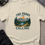 The Parks are Calling T-Shirt in Sand, front view.