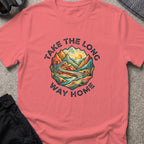 Take the Long Way Home T-Shirt in Coral Silk, front view.