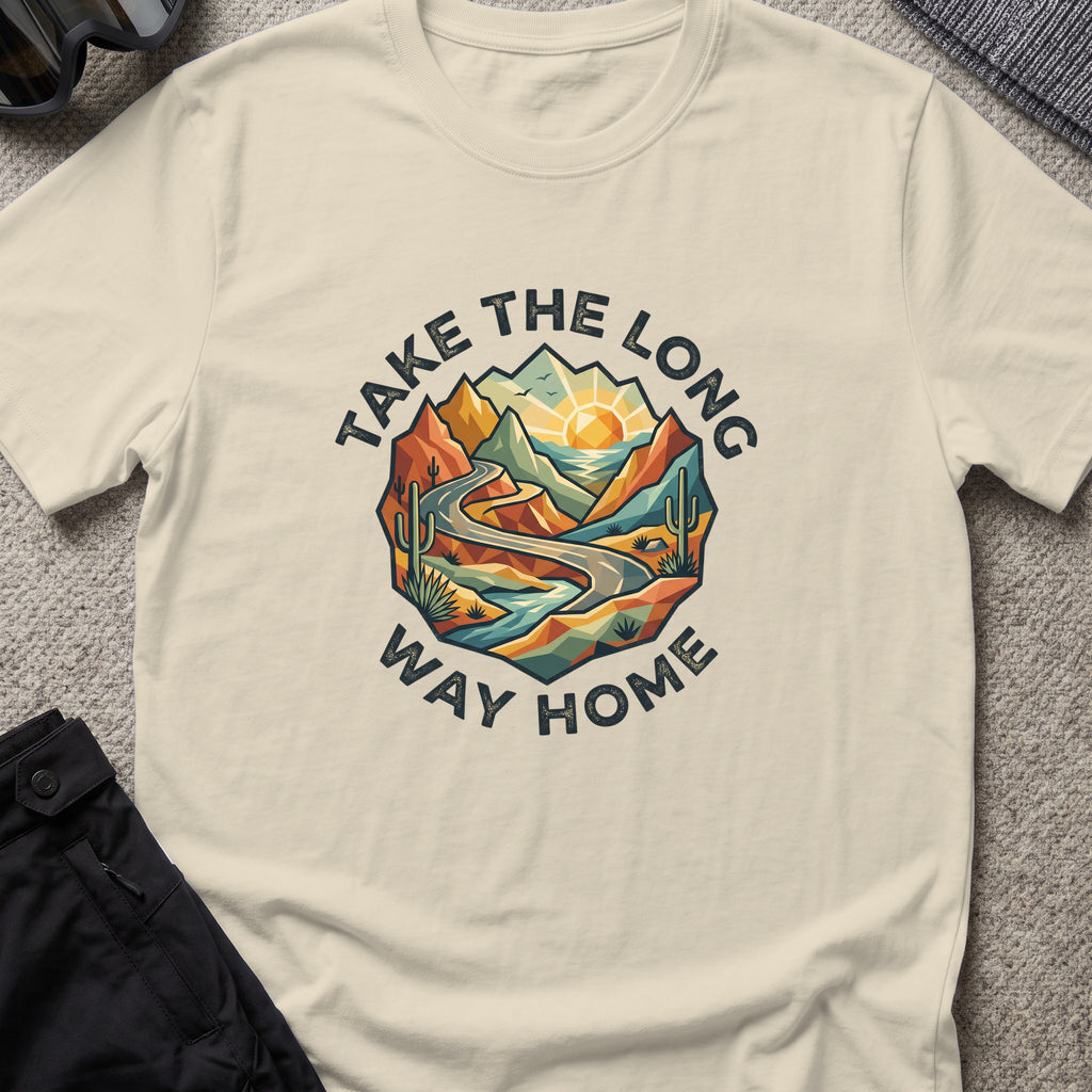 Take the Long Way Home T-Shirt in Sand, front view.