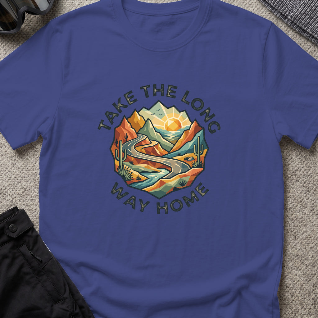 Take the Long Way Home T-Shirt in Metro Blue, front view.
