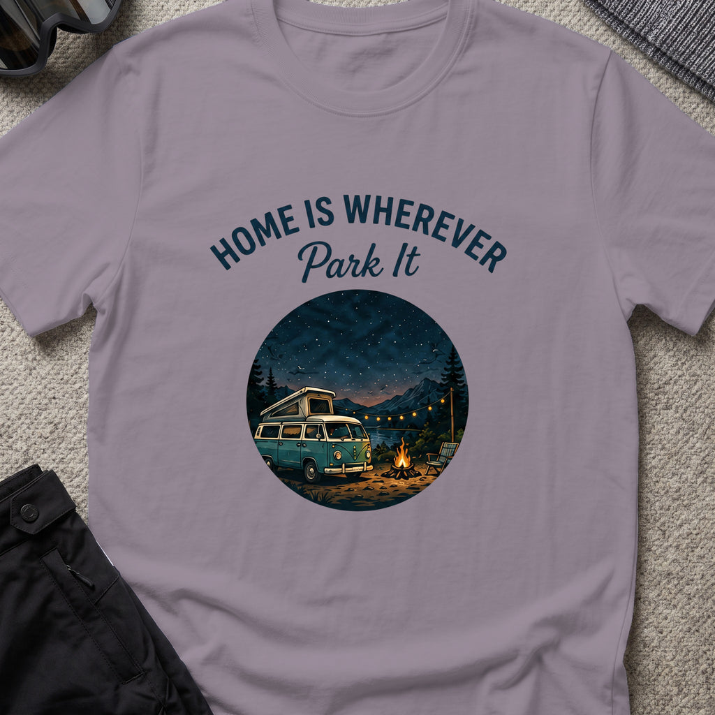 Home is Wherever, Park It T-Shirt in Paragon, front view.
