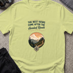 The Best Views T-Shirt in Pistachio, front view.