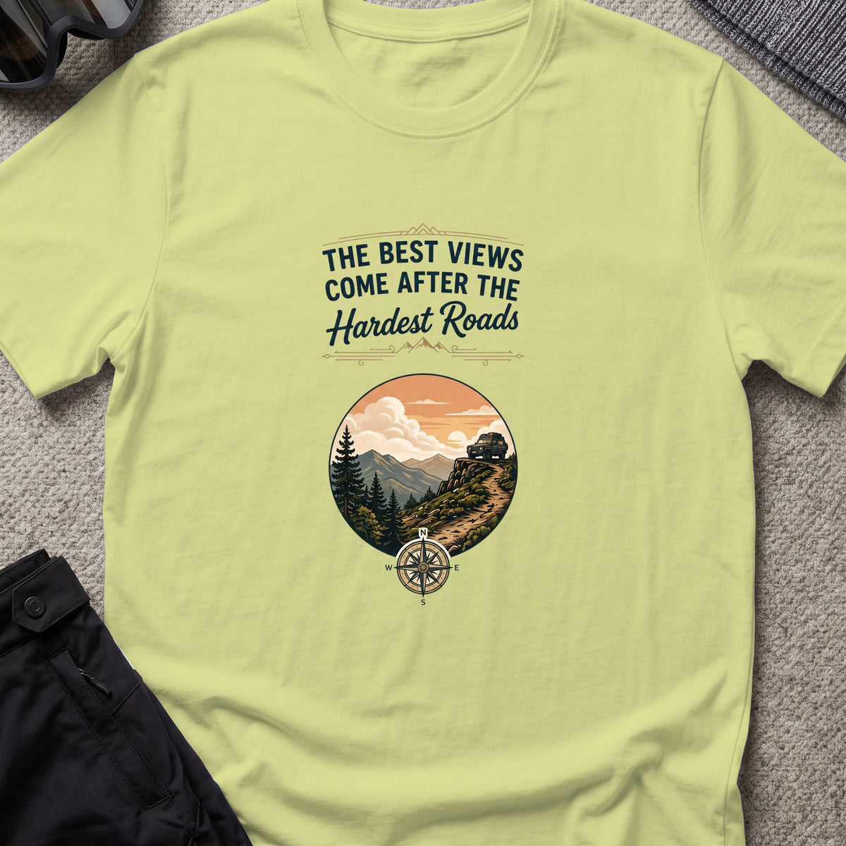 The Best Views T-Shirt in Pistachio, front view.