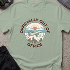 Officially out of Office T-Shirt in Sage, front view.