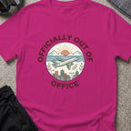 Officially out of Office T-Shirt in Antique Heliconia, front view.