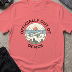 Officially out of Office T-Shirt in Coral Silk, front view.