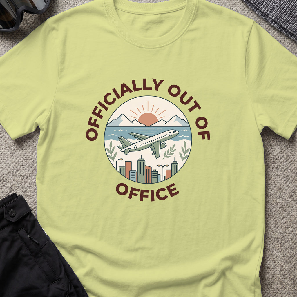 Officially out of Office T-Shirt in Pistachio, front view.