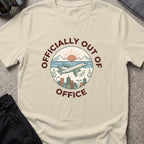 Officially out of Office T-Shirt in Sand, front view.