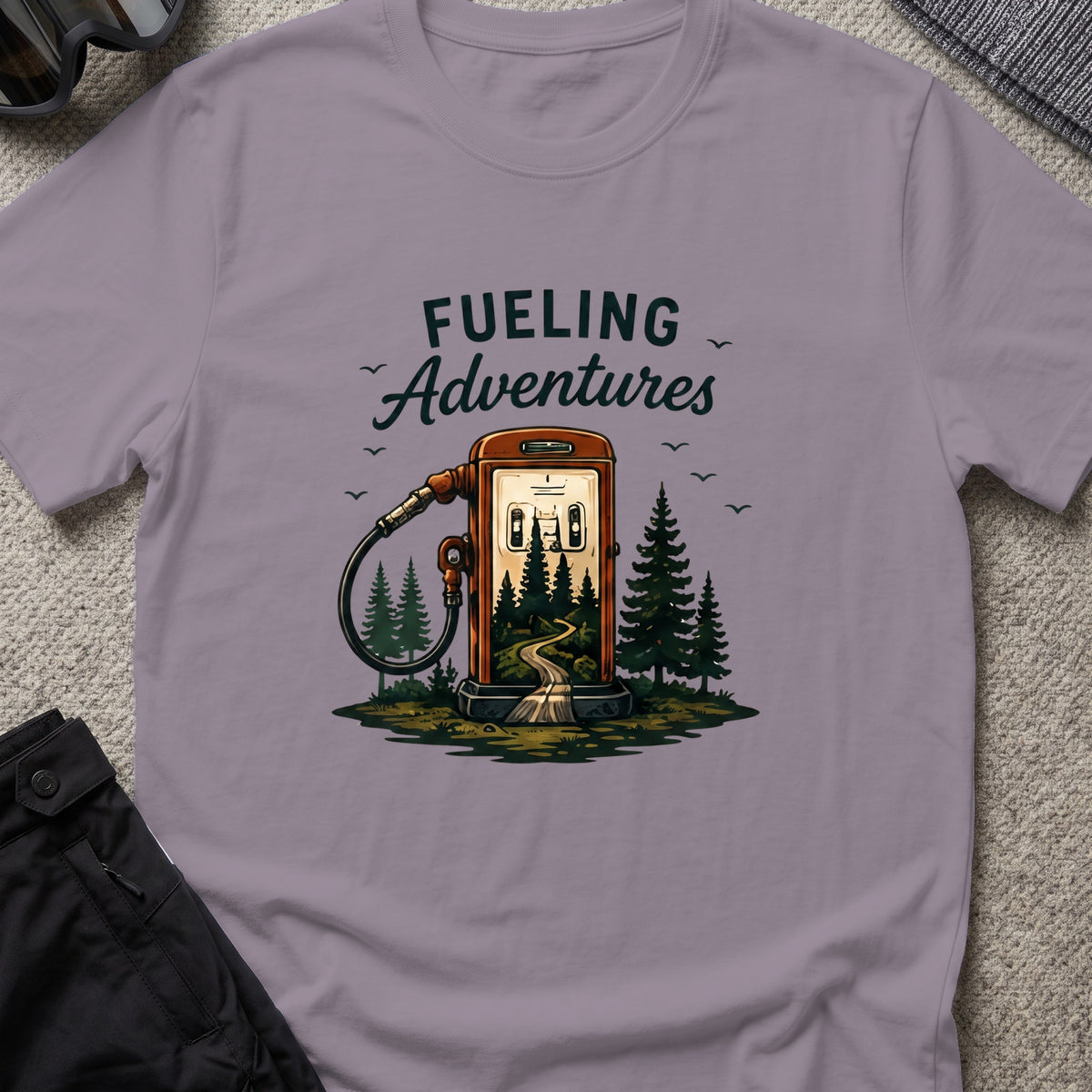 Fueling Adventures T-Shirt in Paragon, front view.