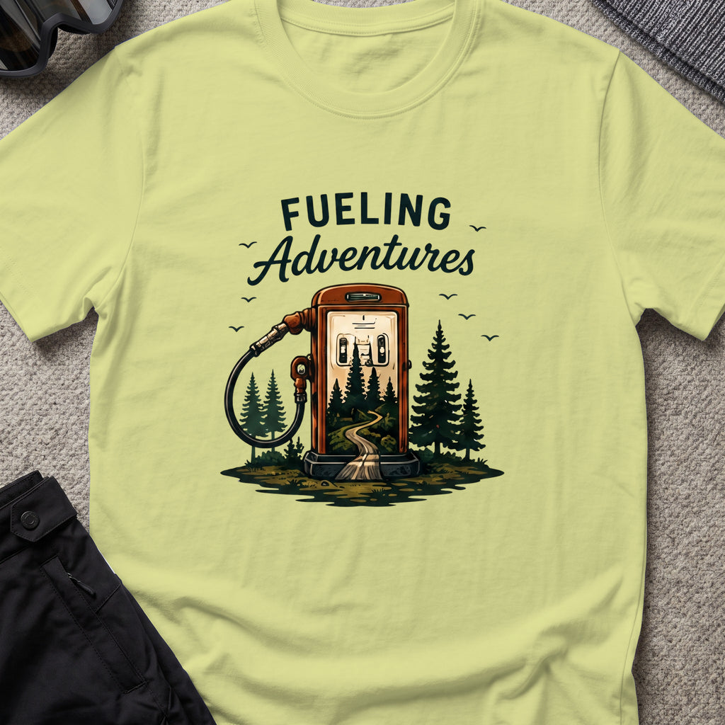 Fueling Adventures T-Shirt in Pistachio, front view.