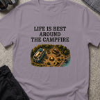 Life is Best Around the Campfire T-Shirt in Paragon, front view.