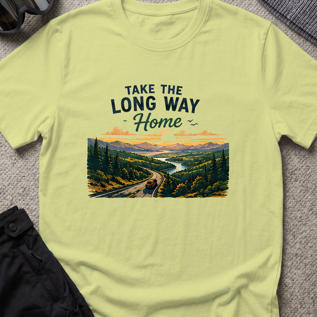Take The Long Way Home T-Shirt in Pistachio, front view.