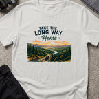 Take The Long Way Home T-Shirt in Ice Grey, front view.