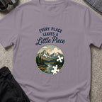 Every Place Leaves a Little Piece T-Shirt in Paragon, front view.