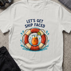 Let's Get Ship Faced T-Shirt — Drink Up in Ice Grey, front view.