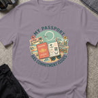My Passport has Commitment Issues T-Shirt in Paragon, front view.