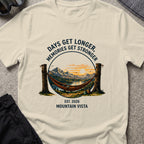 Days get Longer, Memories get Stronger T-Shirt in Sand, front view.