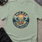 Miles Between Meetings T-Shirt in Sage, front view.
