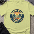 Miles Between Meetings T-Shirt in Pistachio, front view.