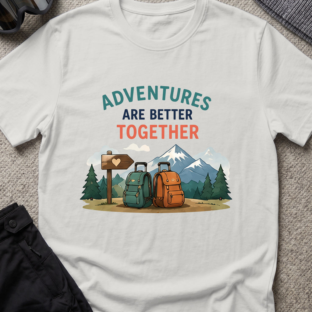 Adventures are Better Together T-Shirt in Ice Grey, front view.