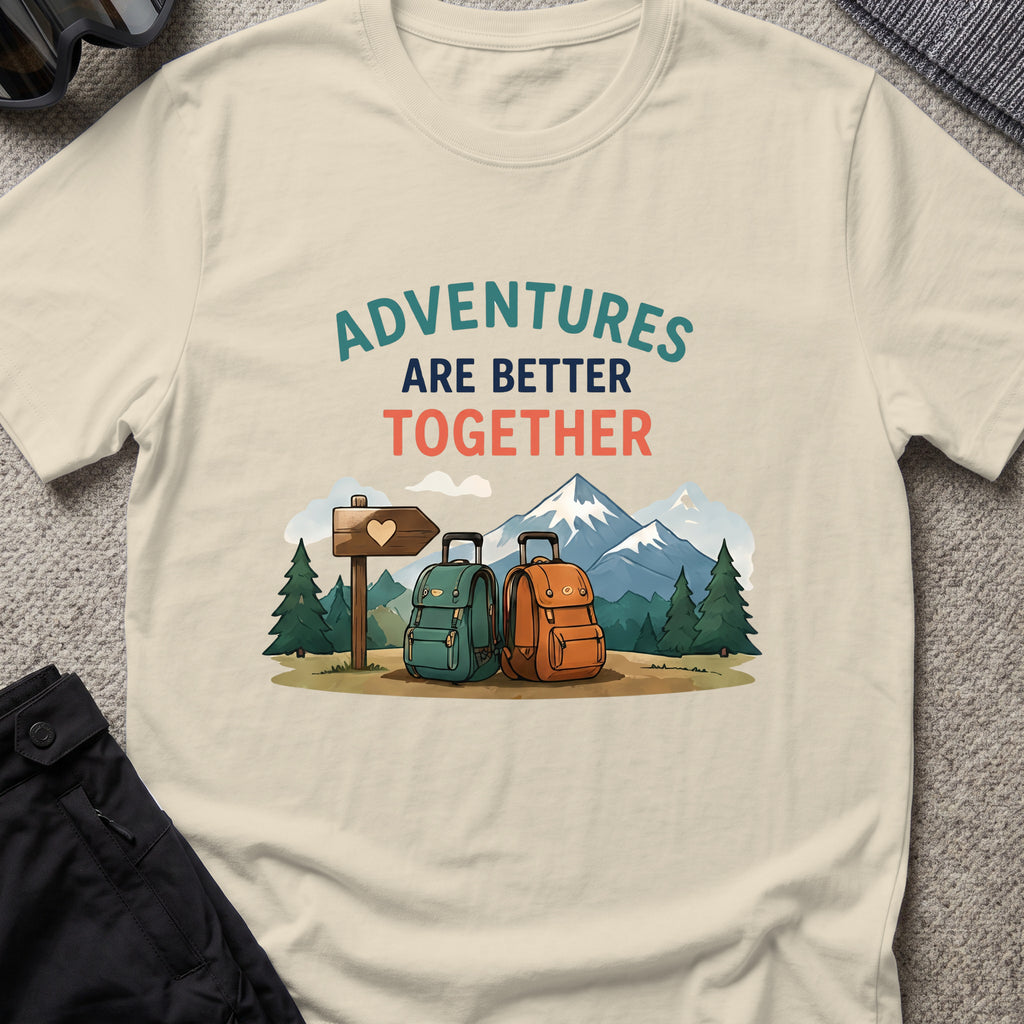 Adventures are Better Together T-Shirt in Sand, front view.