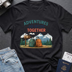 Adventures are Better Together T-Shirt in Black, front view.