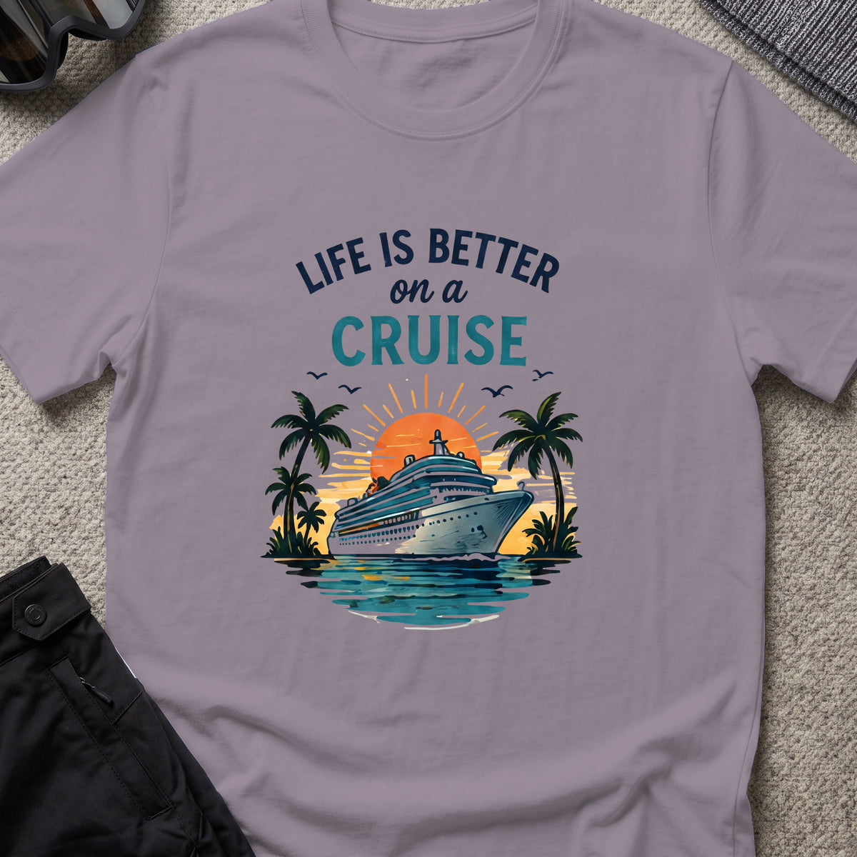Life is Better on a Cruise T-Shirt in Paragon, front view.