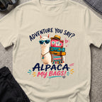 Alpaca My Bags T-Shirt in Sand, front view.