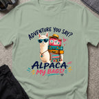Alpaca My Bags T-Shirt in Sage, front view.