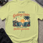 Chasing Better Sunsets T-Shirt in Pistachio, front view.