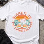 Blame it on the Drink Package T-Shirt in White, front view.