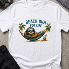 Beach Bum for Life T-Shirt in White, front view.