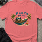 Beach Bum for Life T-Shirt in Coral Silk, front view.