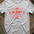 Alert Family Trip T-Shirt in Sport Grey, front view.