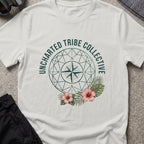 Uncharted Tribe Compass T-Shirt in Ice Grey, front view.