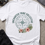 Uncharted Tribe Compass T-Shirt in White, front view.